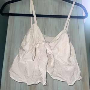 White going out crop tank top tie front